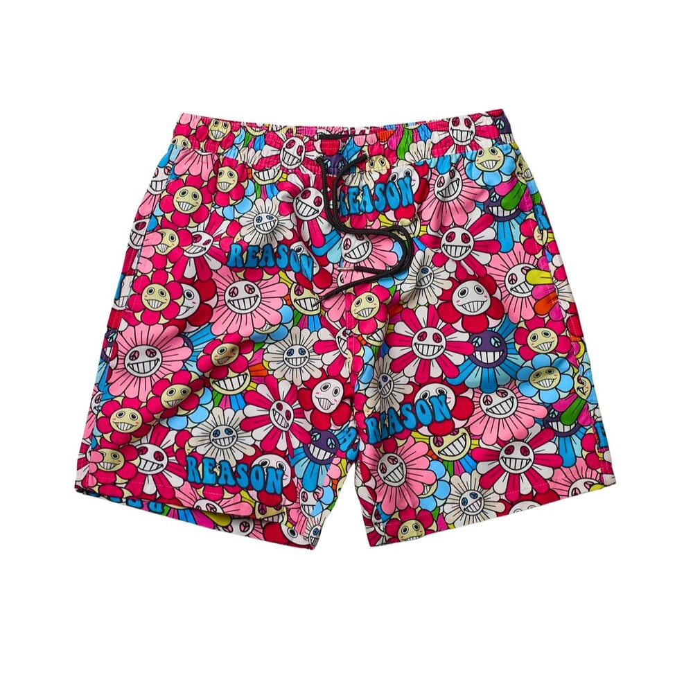 Reason Clothing Men’s Swim Trunks Shorts Small Sunflower Pink Blue White